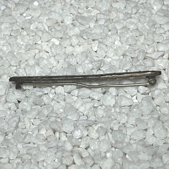 Vintage Victorian Silver Engraved Floral Bar Baguette Pin Brooch - Picture 5 of 8